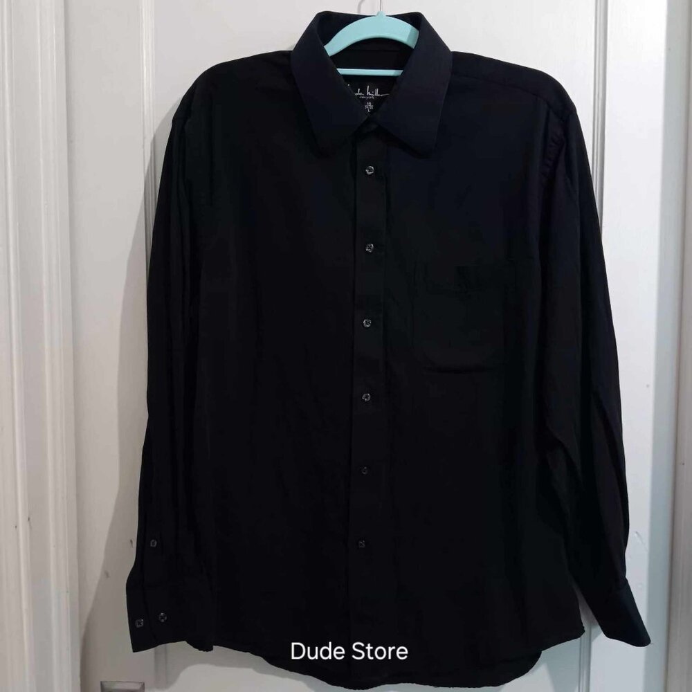 Nicole Miller New York - Black Stripe L/S Men's Shirt - Size Large - 16 34/35